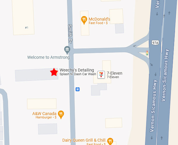 Weechy's Detailing Armstrong, BC Map